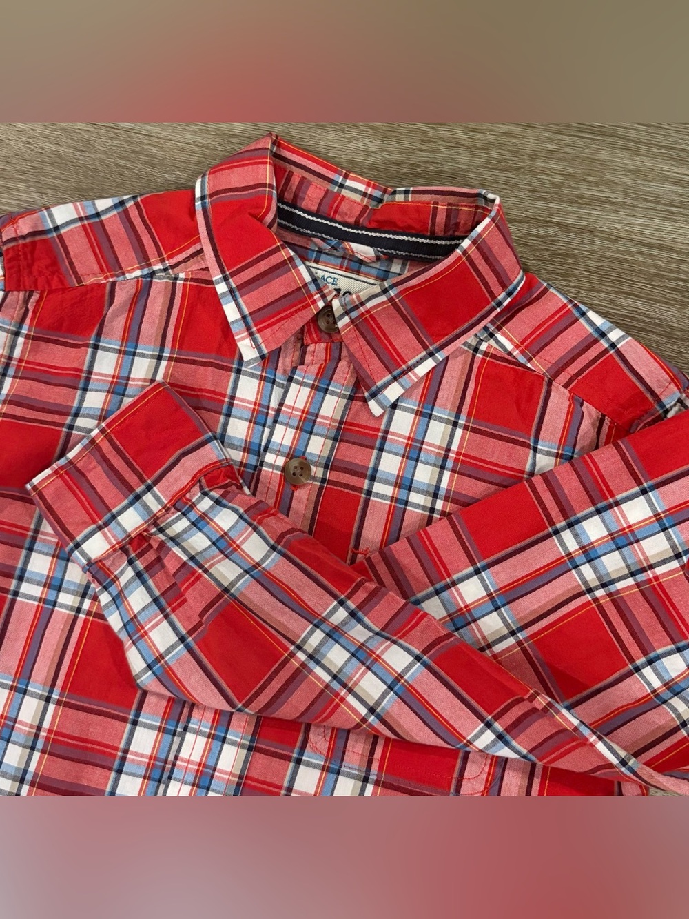 The Children's Place Red Plaid Button-Down Shirt size 5/6